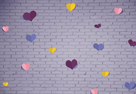 Brick Wall Paper Heart Valentine Backdrop