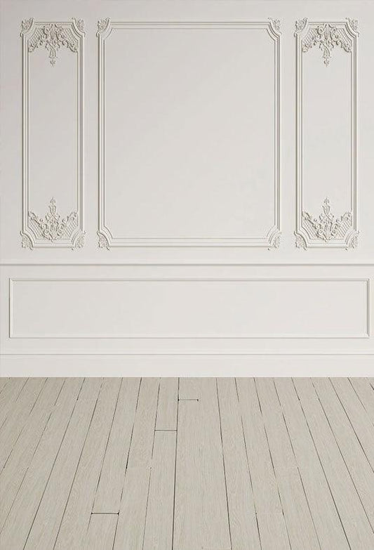 Wedding White Wall Wood Floor Backdrop for Studio