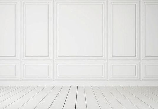 White Wall Wood Floor Wedding Photography Backdrop for Picture