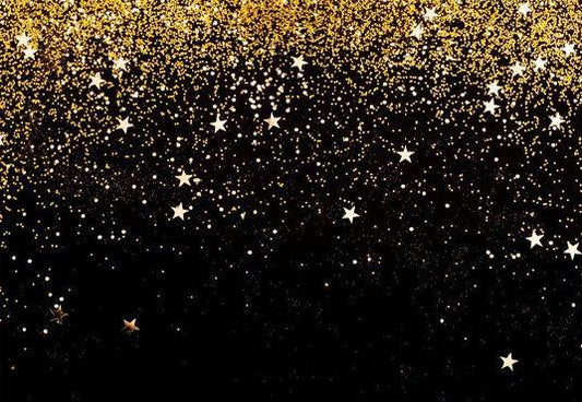 Black Gold Shiny Bokeh Stars Glitter Party Backdrop for Birthday Picture