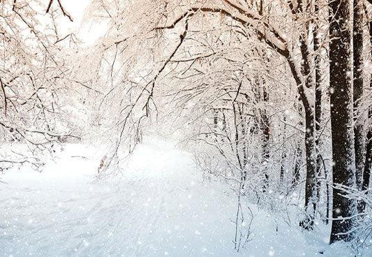 White Snowflake Tree Photography Backdrop Background