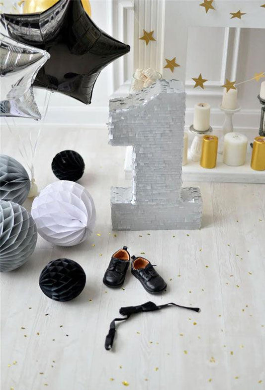 1st Boy Newborn Sliver Birthday Photo Backdrops