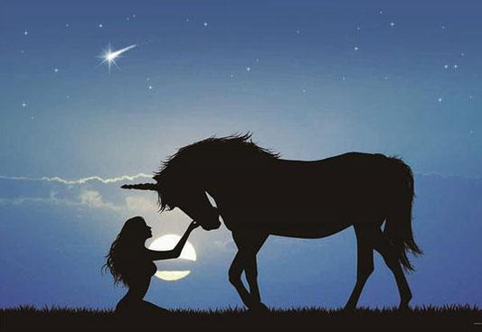 Unicorn Blue Sky Shinny Star Backdrop