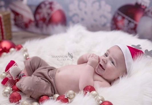 Bokeh Winter Snow Red Bell Christmas Photography Backdrops