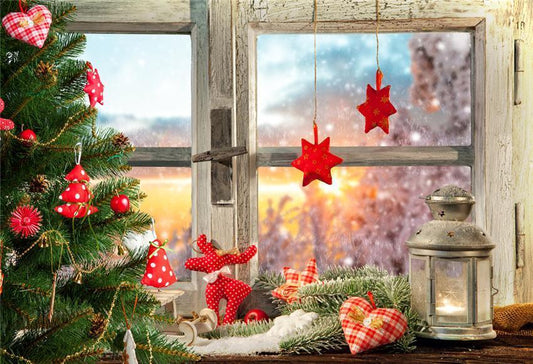 Window Snow Winter Christmas Backdrops for Studio