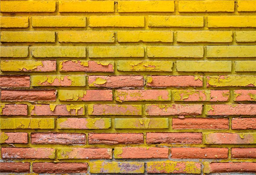 Yellow Retro Brick Wall Photography Backdrops for Picture