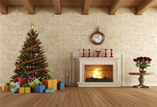 Brick Wood Christmas Photography Prop Backdrops