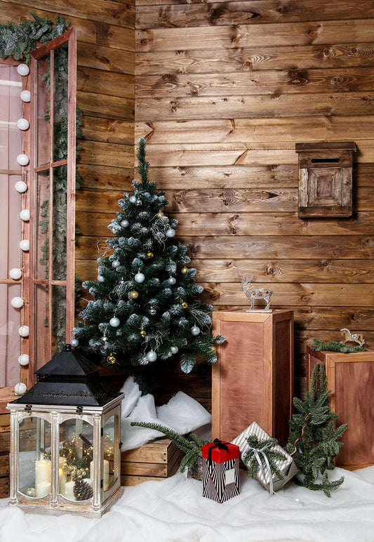 Wood Wall Christmas Snow Backdrops for Party