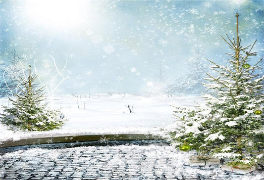 Christmas Snow Tree Pine Photo Backdrops
