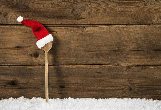 Christmas Wood Wall Photography Backdrop Christmas hat Background