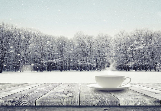 Winter Forest Wood Floor Photography Backdrop Snow Background