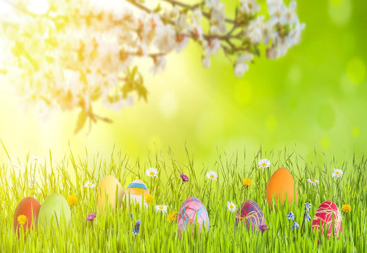 Spring Grass Flowers Green Easter Photo Booth Prop Backdrops