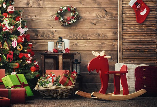 Brown Christmas Red Photo Backdrops