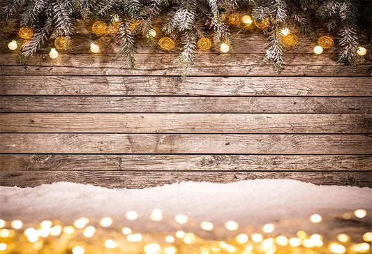 Christmas Photography Backdrop Wood Wall Snow Background