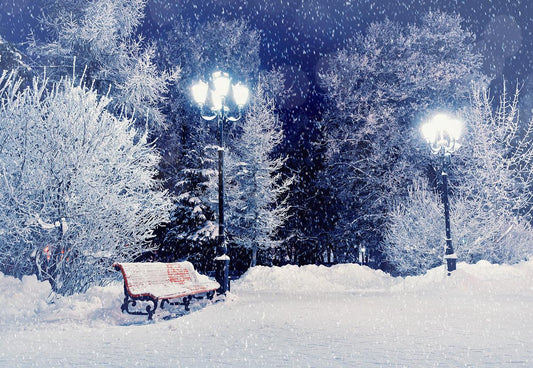 Night Winter Snow Cover Photography Backdrop