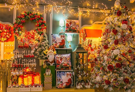 Christmas Gift Flowers Santa Claus Photo Backdrops