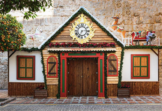 Christmas Wood House Elk Photography Backdrops