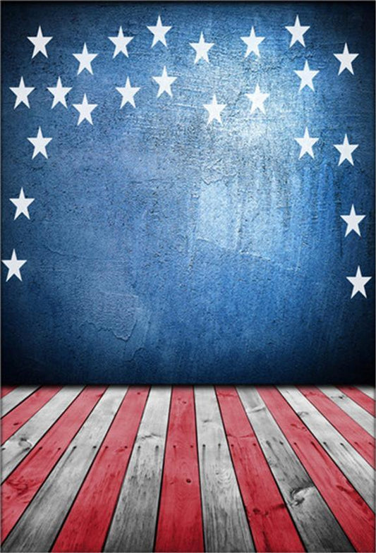 White Star Blue Wall Wood Floor Backdrops