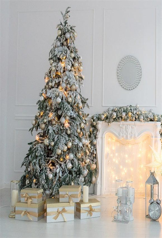 Bling Christmas Tree Gold Gift Christmas Backdrop for Party