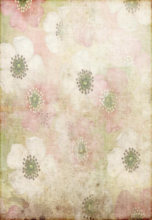 Light Pink White Flowers Vintage Photo Studio Backdrops