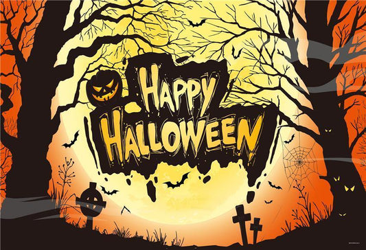 Big Moon Happy Halloween Photography Backdrop