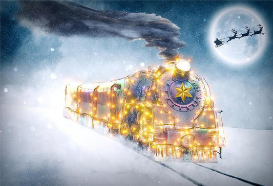 Winter Bright Snow Train Photo Booth Prop Backdrop