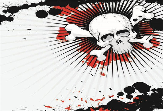 Skeleton Halloween Black and White Backdrops