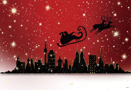 Shiny Red Christmas Santa Claus Black Backdrops