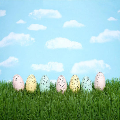 Blue Sky White Cloud Easter Green Grass Backdrops