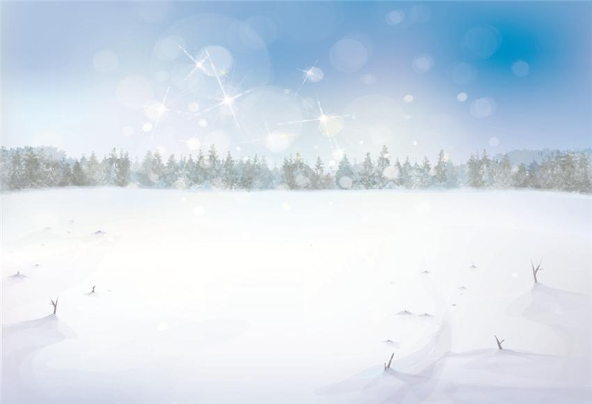 Winter Forest Blue Sky Snow Backdrop